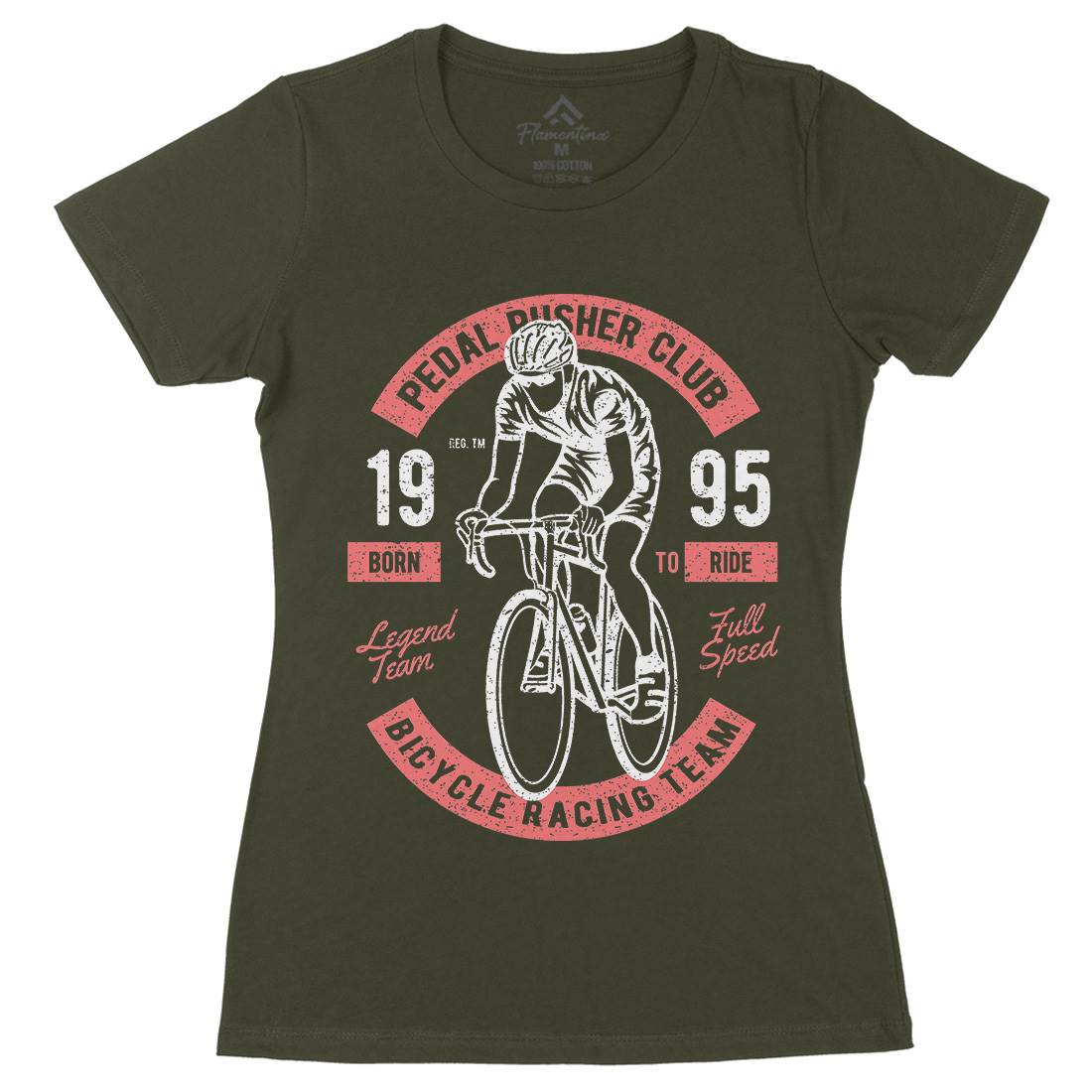 Bicycle Racing Team Womens Organic Crew Neck T-Shirt Bikes A011