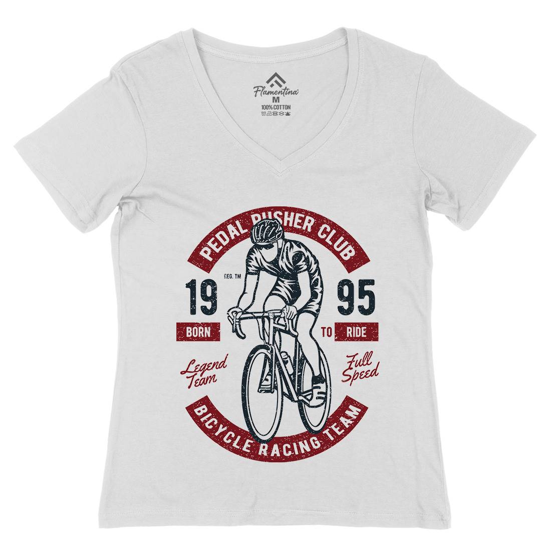 Bicycle Racing Team Womens Organic V-Neck T-Shirt Bikes A011