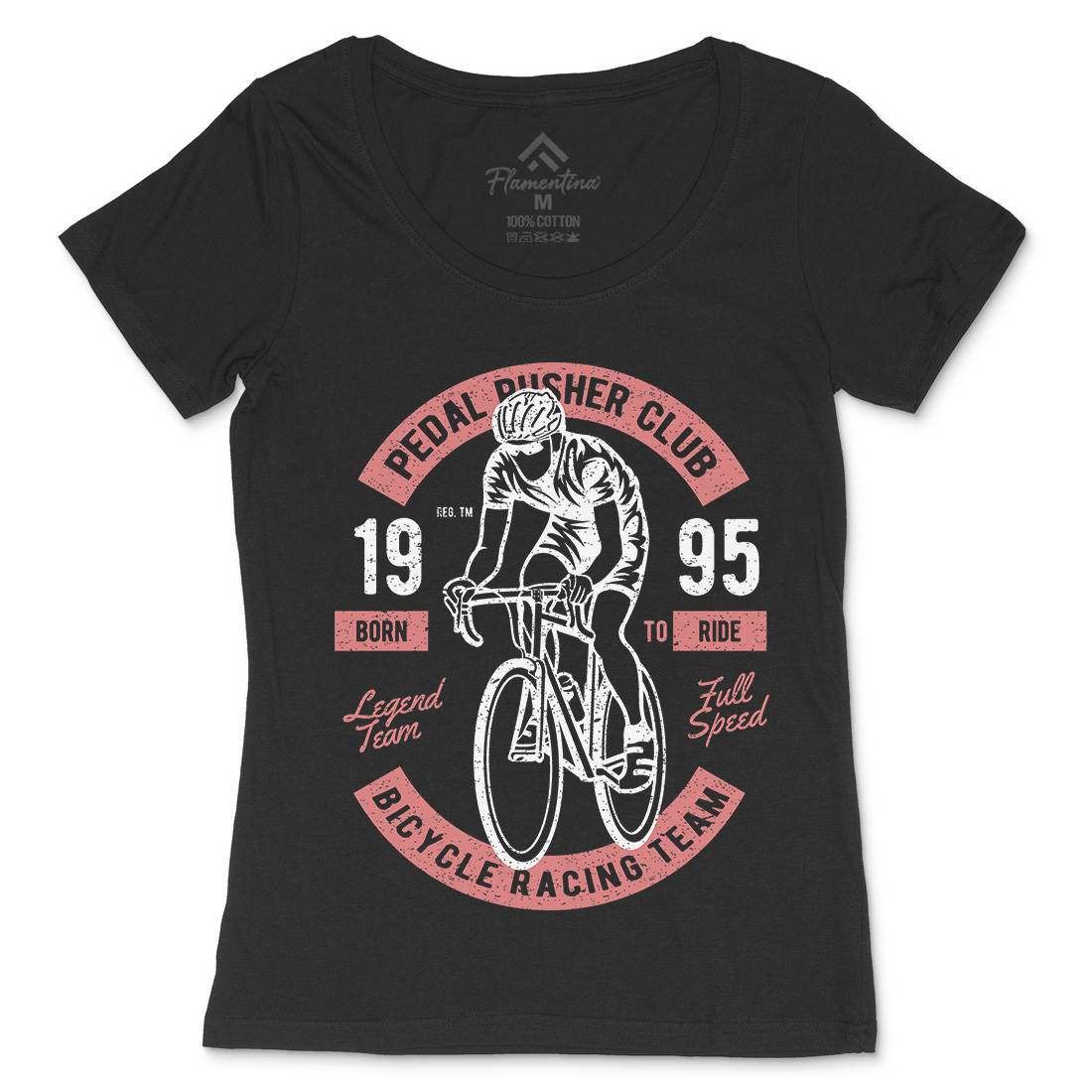 Bicycle Racing Team Womens Scoop Neck T-Shirt Bikes A011