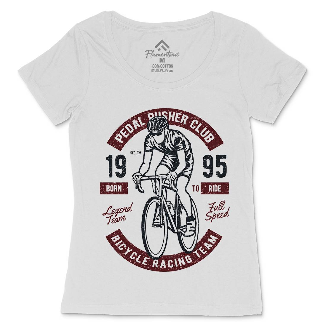 Bicycle Racing Team Womens Scoop Neck T-Shirt Bikes A011