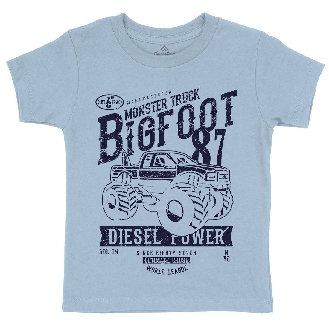 Big Foot Kids Organic Crew Neck T-Shirt Vehicles A012