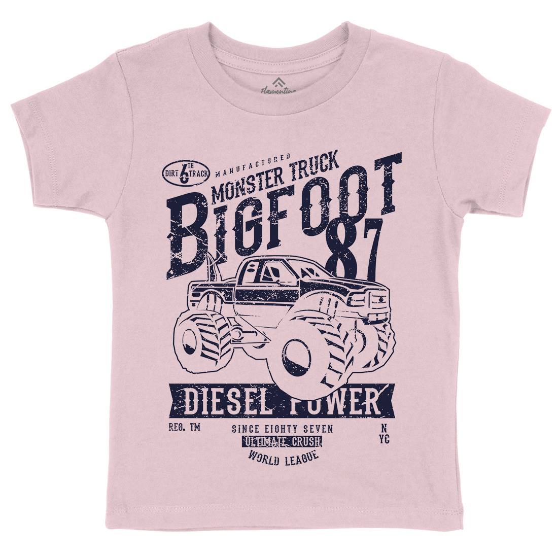 Big Foot Kids Crew Neck T-Shirt Vehicles A012