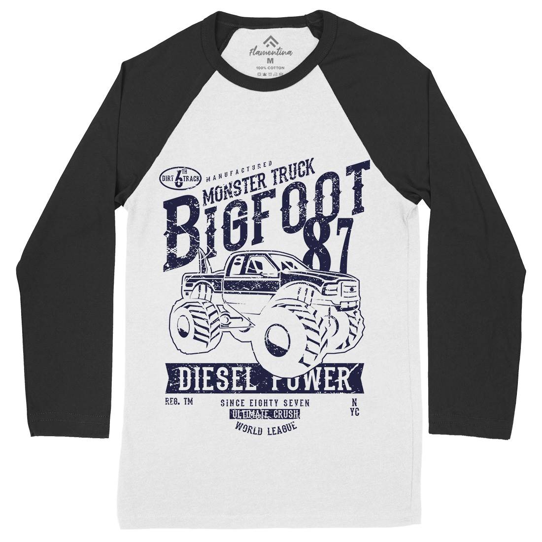 Big Foot Mens Long Sleeve Baseball T-Shirt Vehicles A012