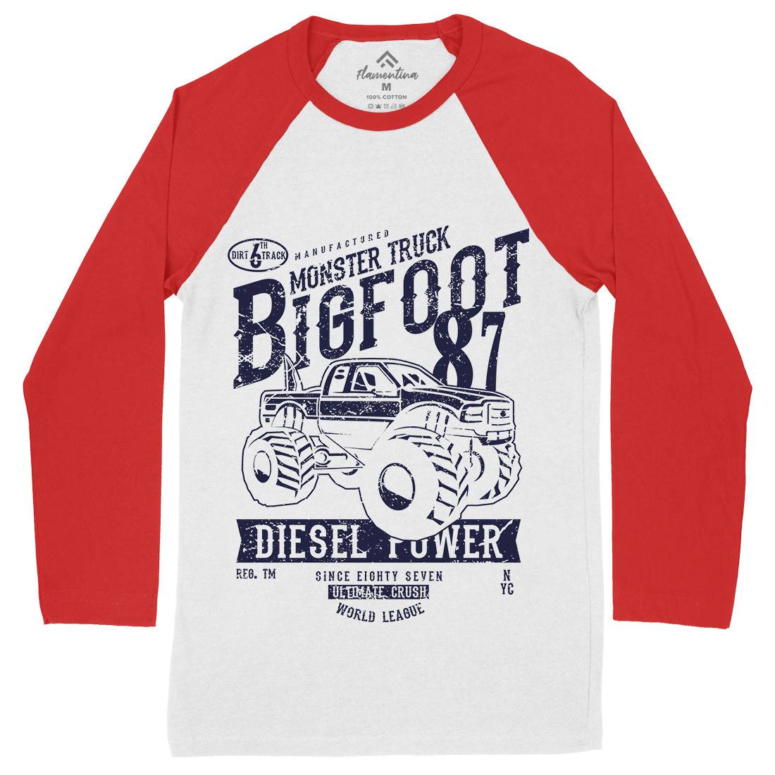 Big Foot Mens Long Sleeve Baseball T-Shirt Vehicles A012