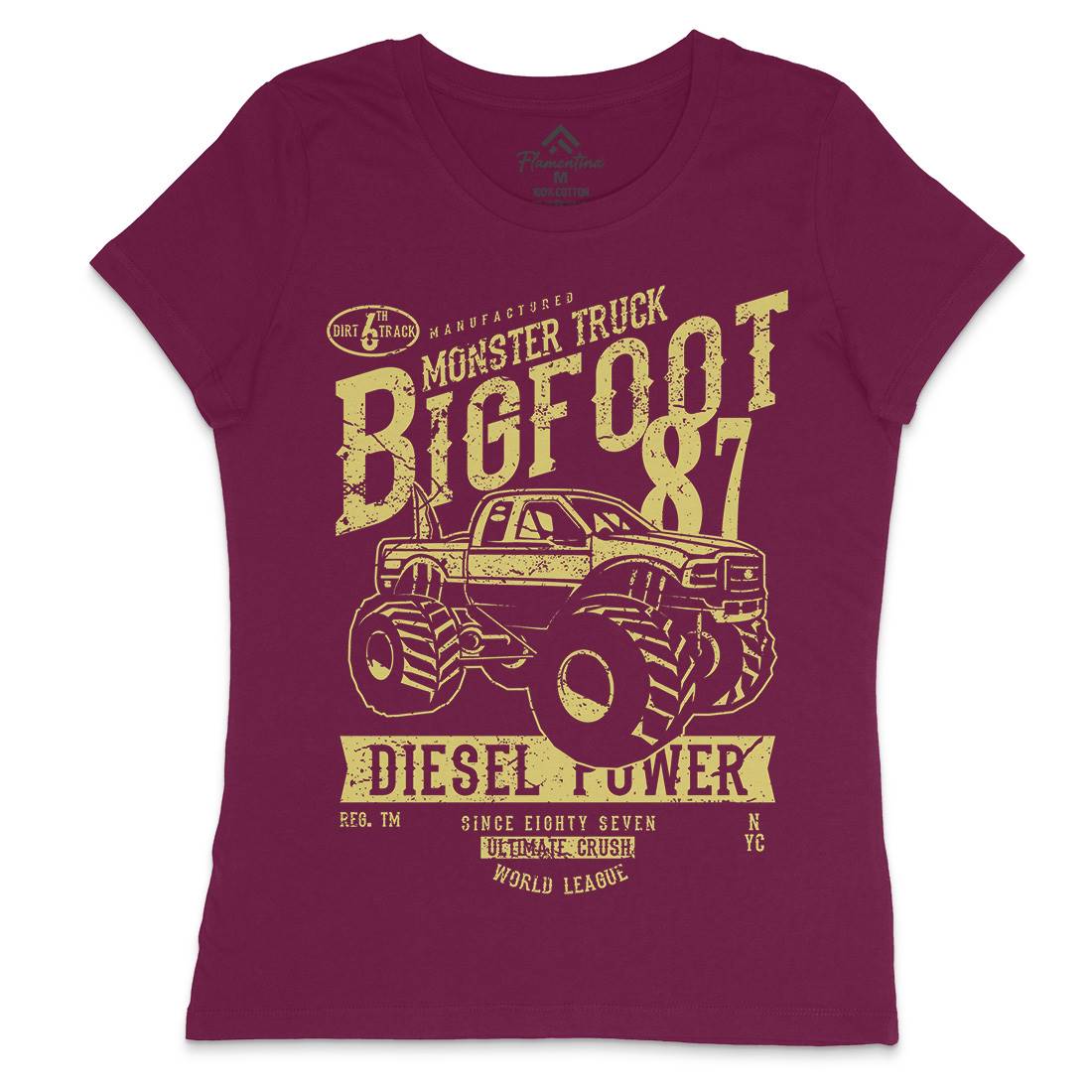 Big Foot Womens Crew Neck T-Shirt Vehicles A012