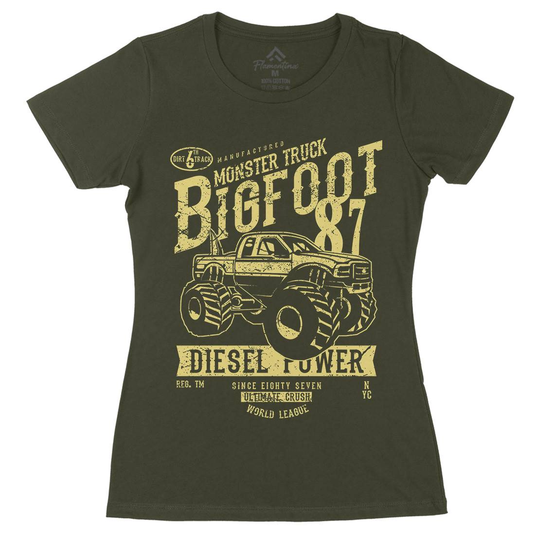 Big Foot Womens Organic Crew Neck T-Shirt Vehicles A012