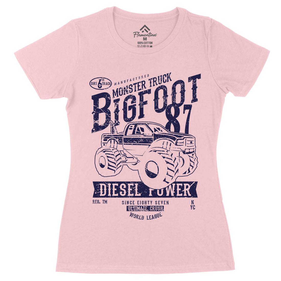 Big Foot Womens Organic Crew Neck T-Shirt Vehicles A012