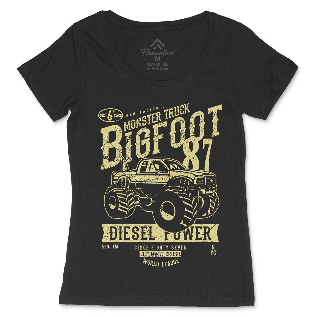 Big Foot Womens Scoop Neck T-Shirt Vehicles A012