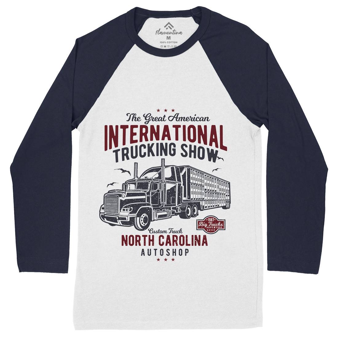 Big Truck Mens Long Sleeve Baseball T-Shirt Vehicles A013