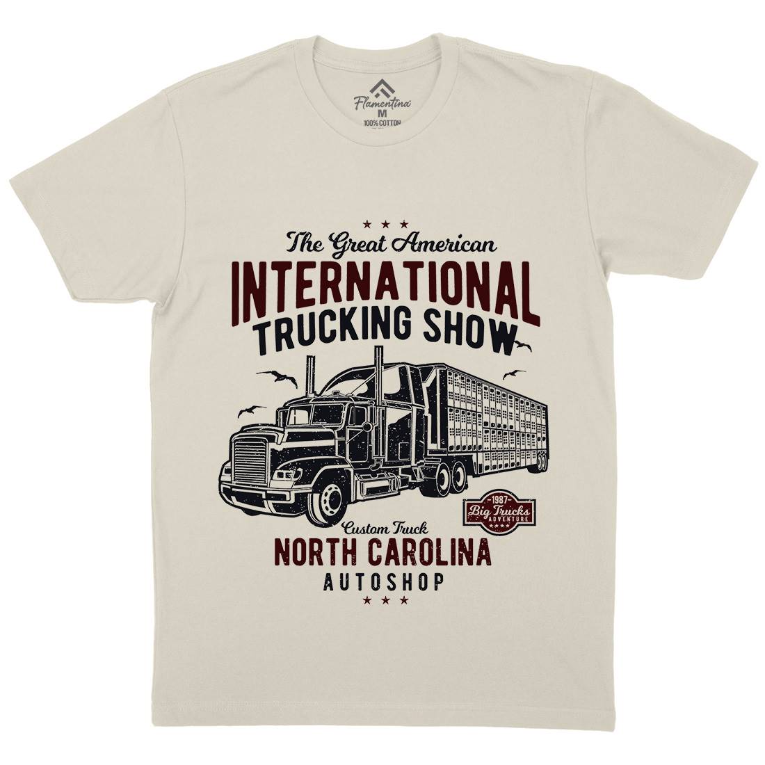 Big Truck Mens Organic Crew Neck T-Shirt Vehicles A013