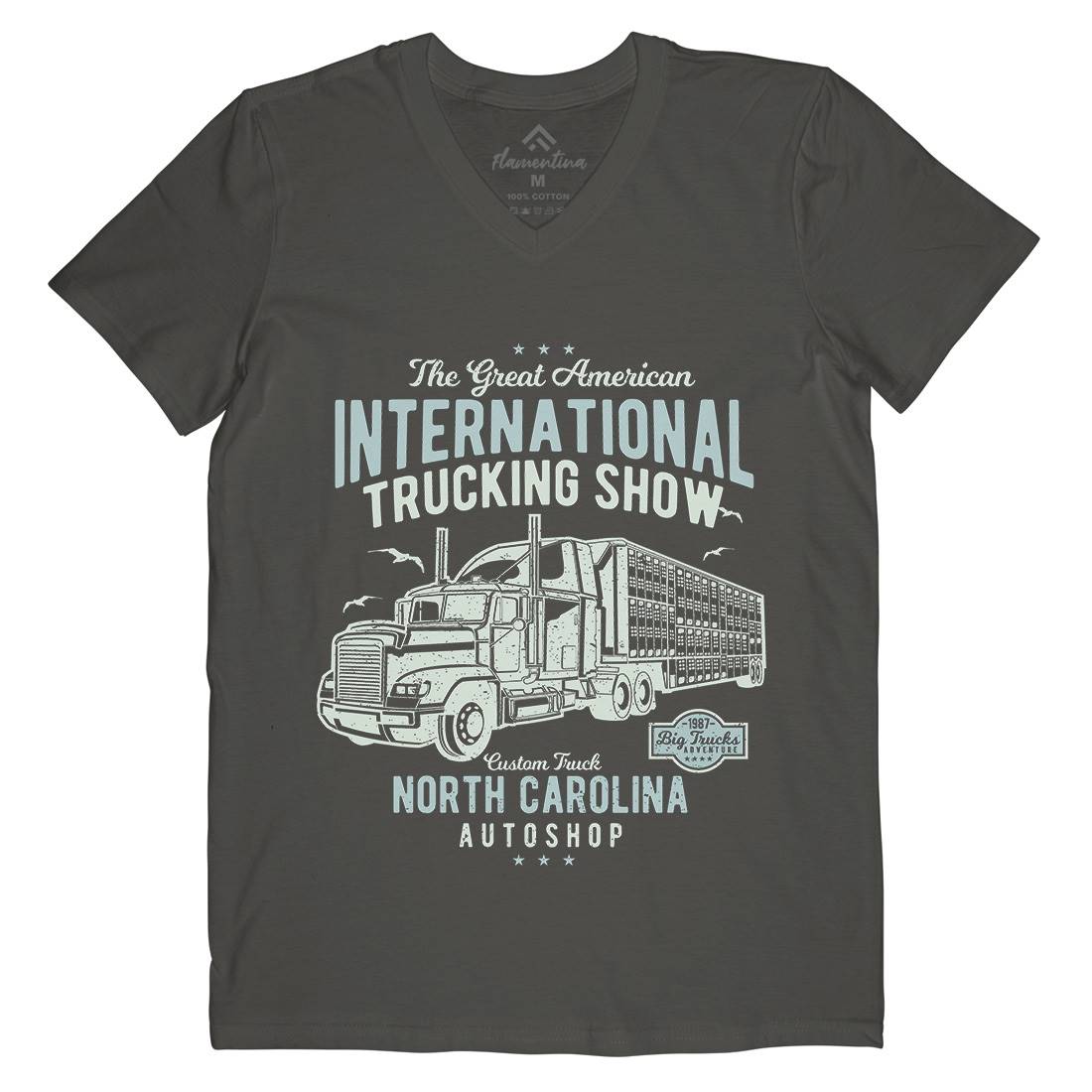 Big Truck Mens V-Neck T-Shirt Vehicles A013