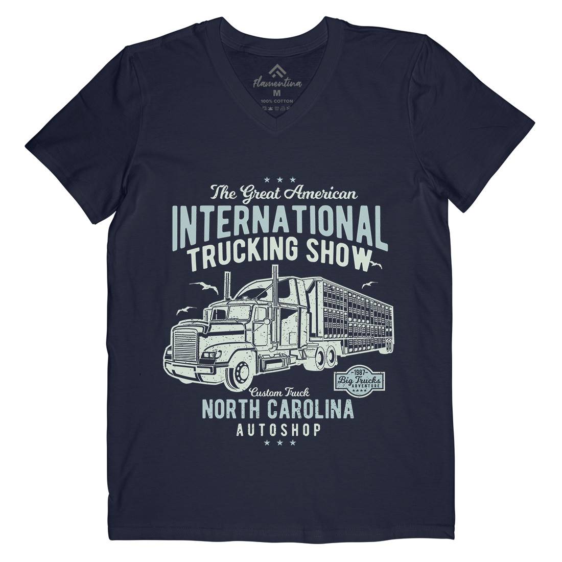 Big Truck Mens Organic V-Neck T-Shirt Vehicles A013