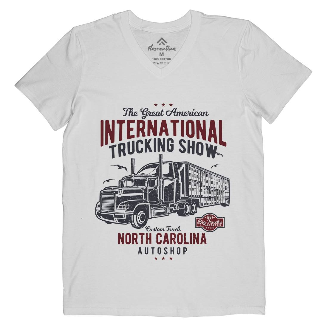 Big Truck Mens V-Neck T-Shirt Vehicles A013