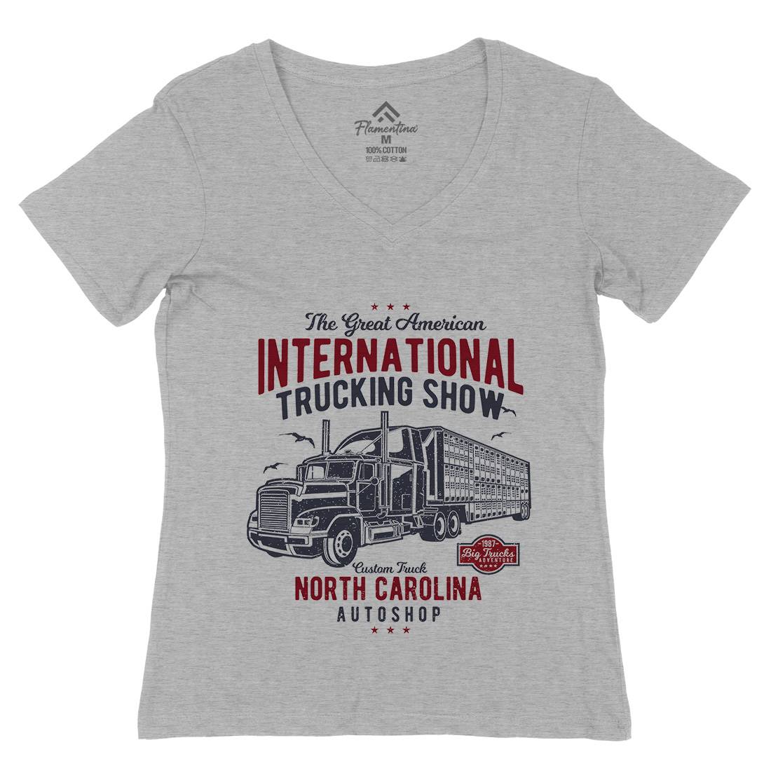Big Truck Womens Organic V-Neck T-Shirt Vehicles A013