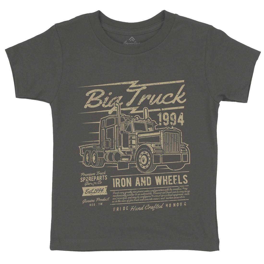 Big Truck Kids Organic Crew Neck T-Shirt Vehicles A014