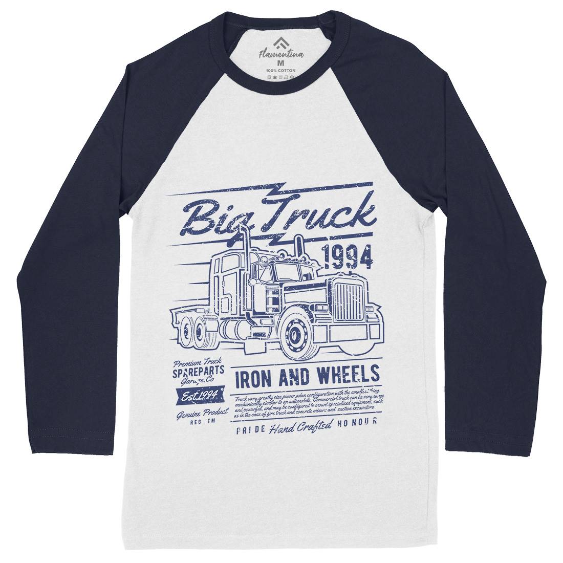 Big Truck Mens Long Sleeve Baseball T-Shirt Vehicles A014
