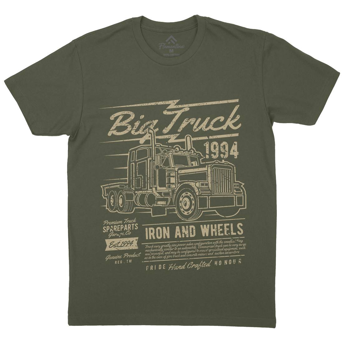 Big Truck Mens Organic Crew Neck T-Shirt Vehicles A014