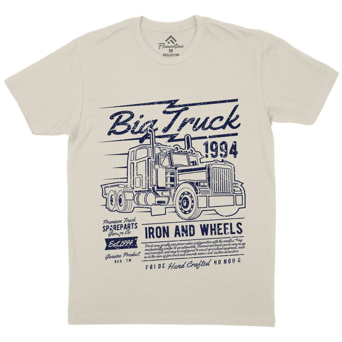 Big Truck Mens Organic Crew Neck T-Shirt Vehicles A014