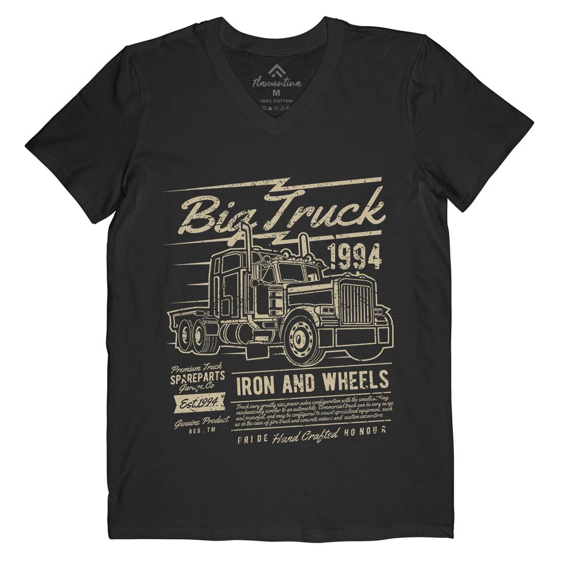 Big Truck Mens Organic V-Neck T-Shirt Vehicles A014