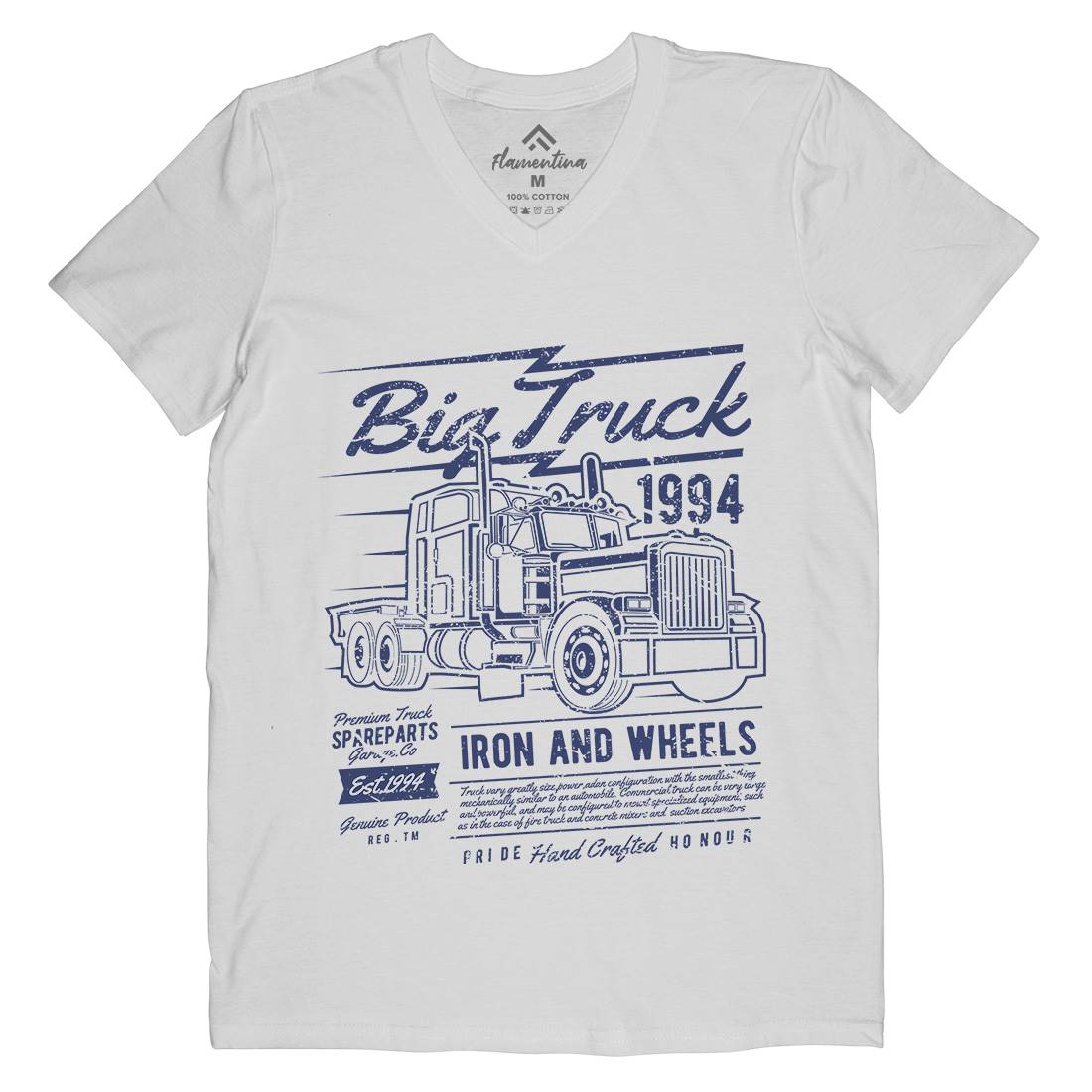 Big Truck Mens Organic V-Neck T-Shirt Vehicles A014