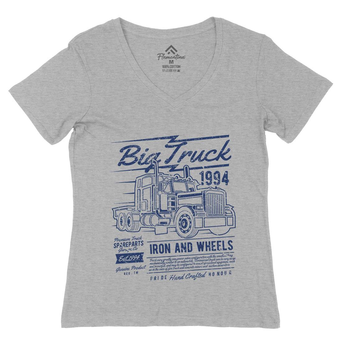 Big Truck Womens Organic V-Neck T-Shirt Vehicles A014