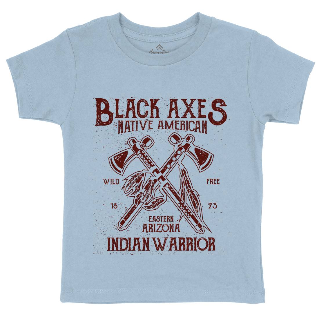 Black Axes Kids Organic Crew Neck T-Shirt American A015
