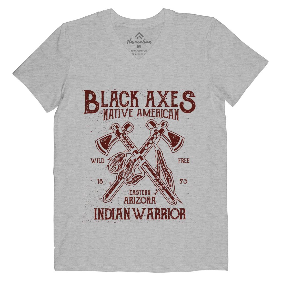 Black Axes Mens Organic V-Neck T-Shirt American A015