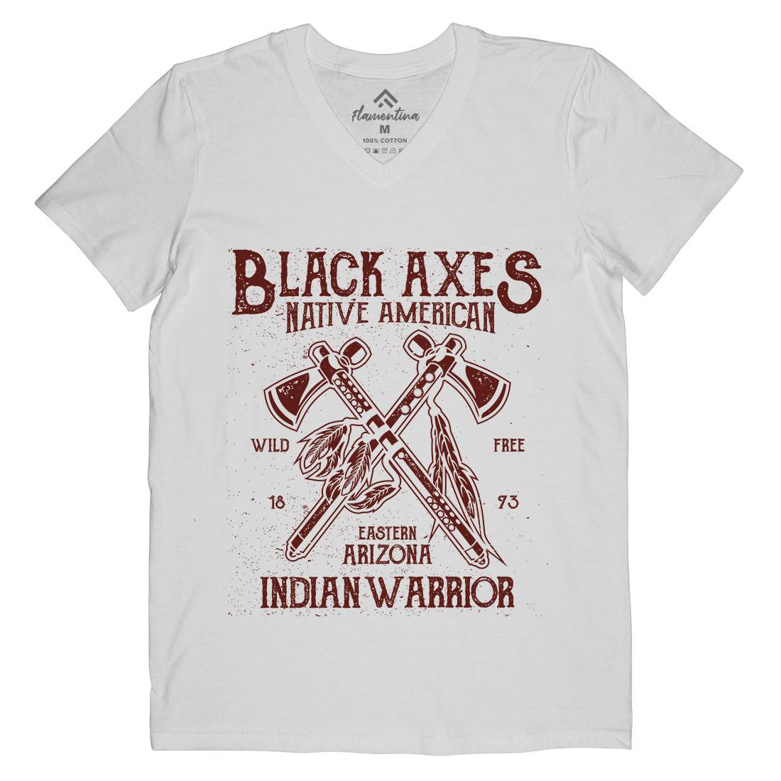 Black Axes Mens Organic V-Neck T-Shirt American A015