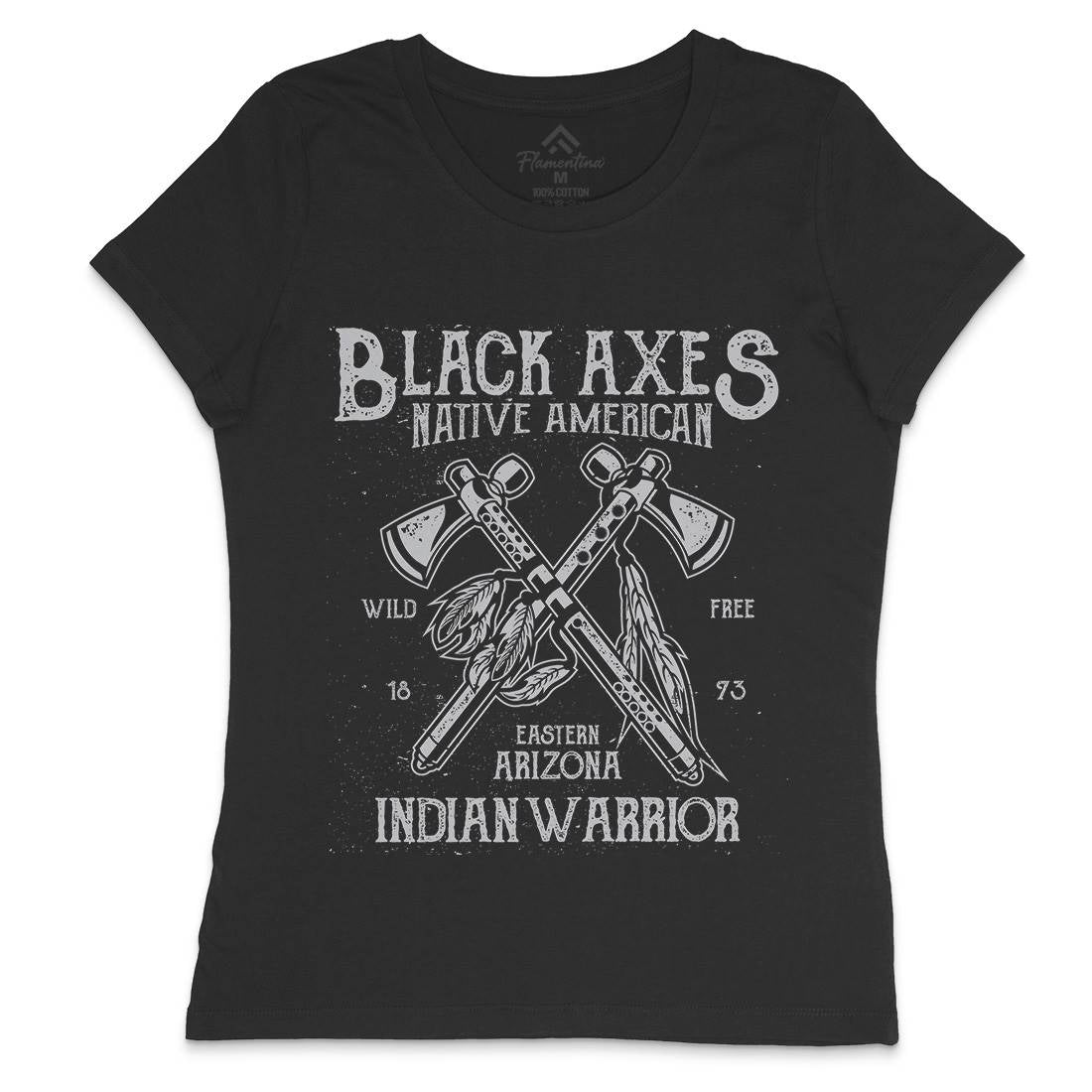 Black Axes Womens Crew Neck T-Shirt American A015