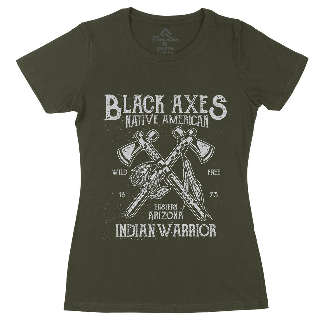 Black Axes Womens Organic Crew Neck T-Shirt American A015