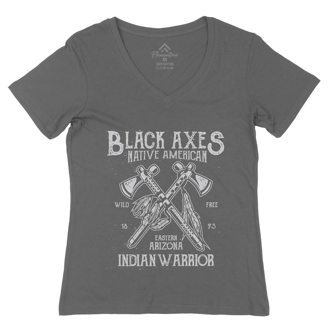 Black Axes Womens Organic V-Neck T-Shirt American A015