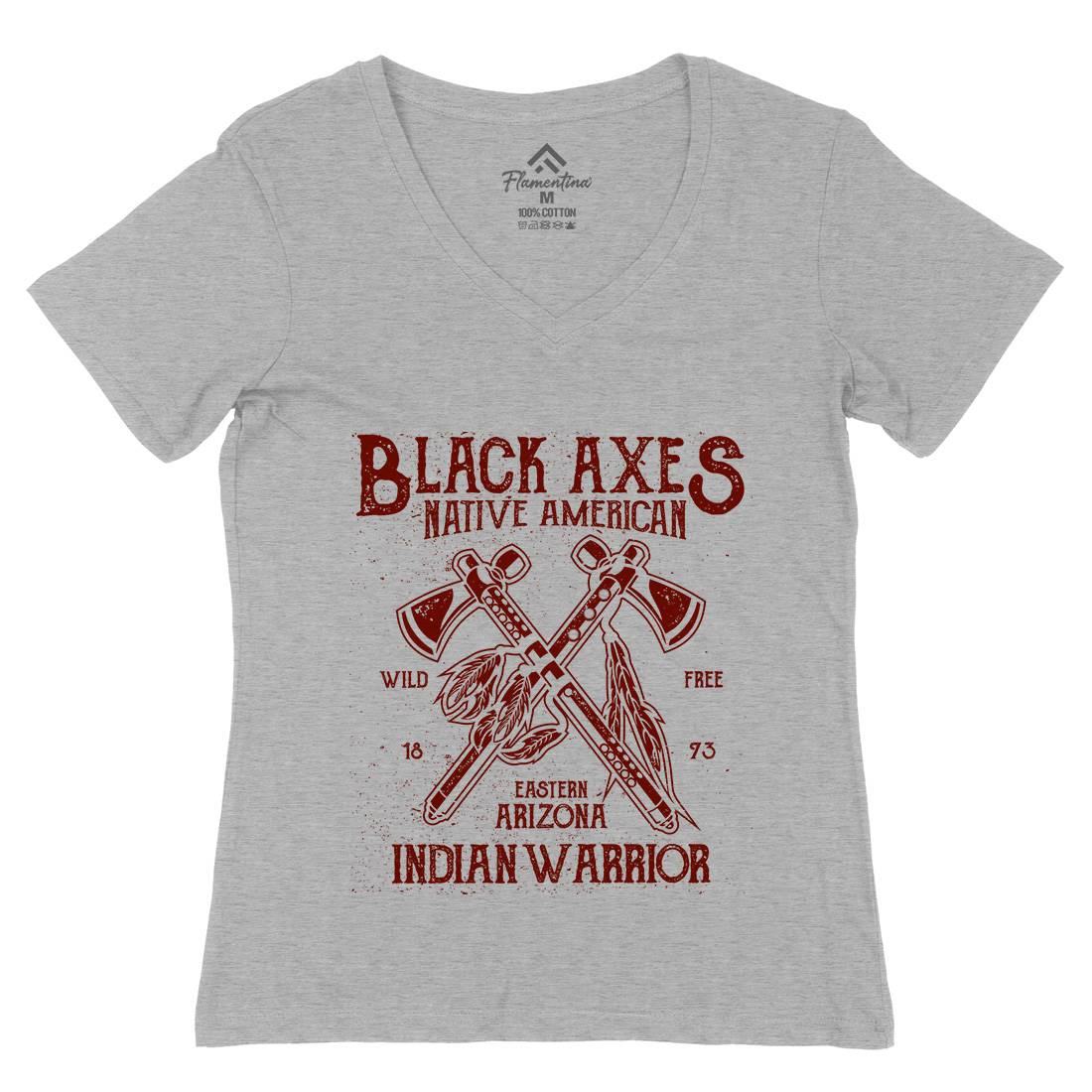 Black Axes Womens Organic V-Neck T-Shirt American A015
