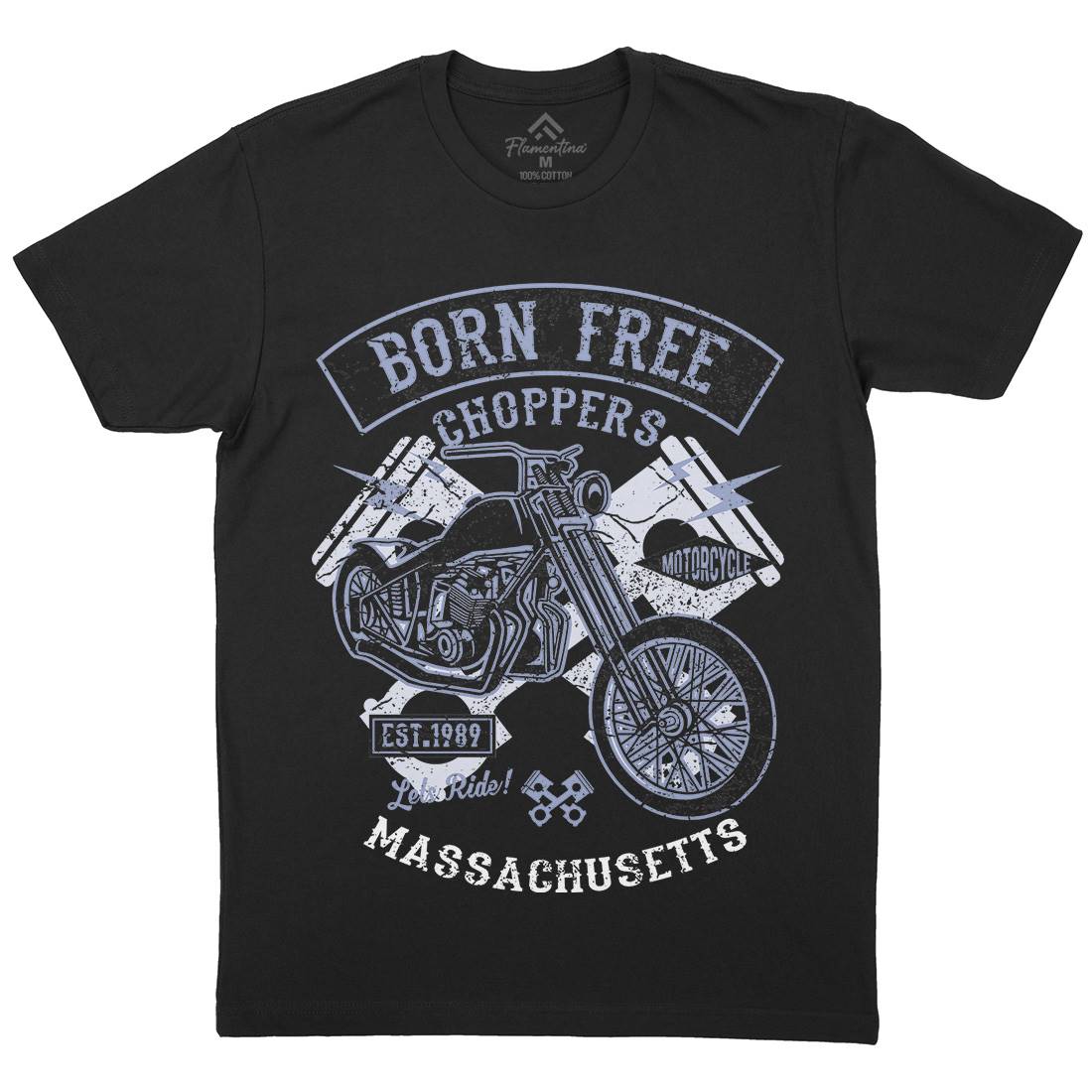 Born Free Choppers Mens Organic Crew Neck T-Shirt Motorcycles A018