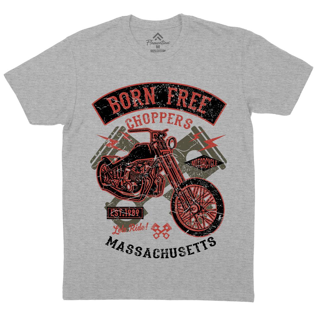 Born Free Choppers Mens Organic Crew Neck T-Shirt Motorcycles A018