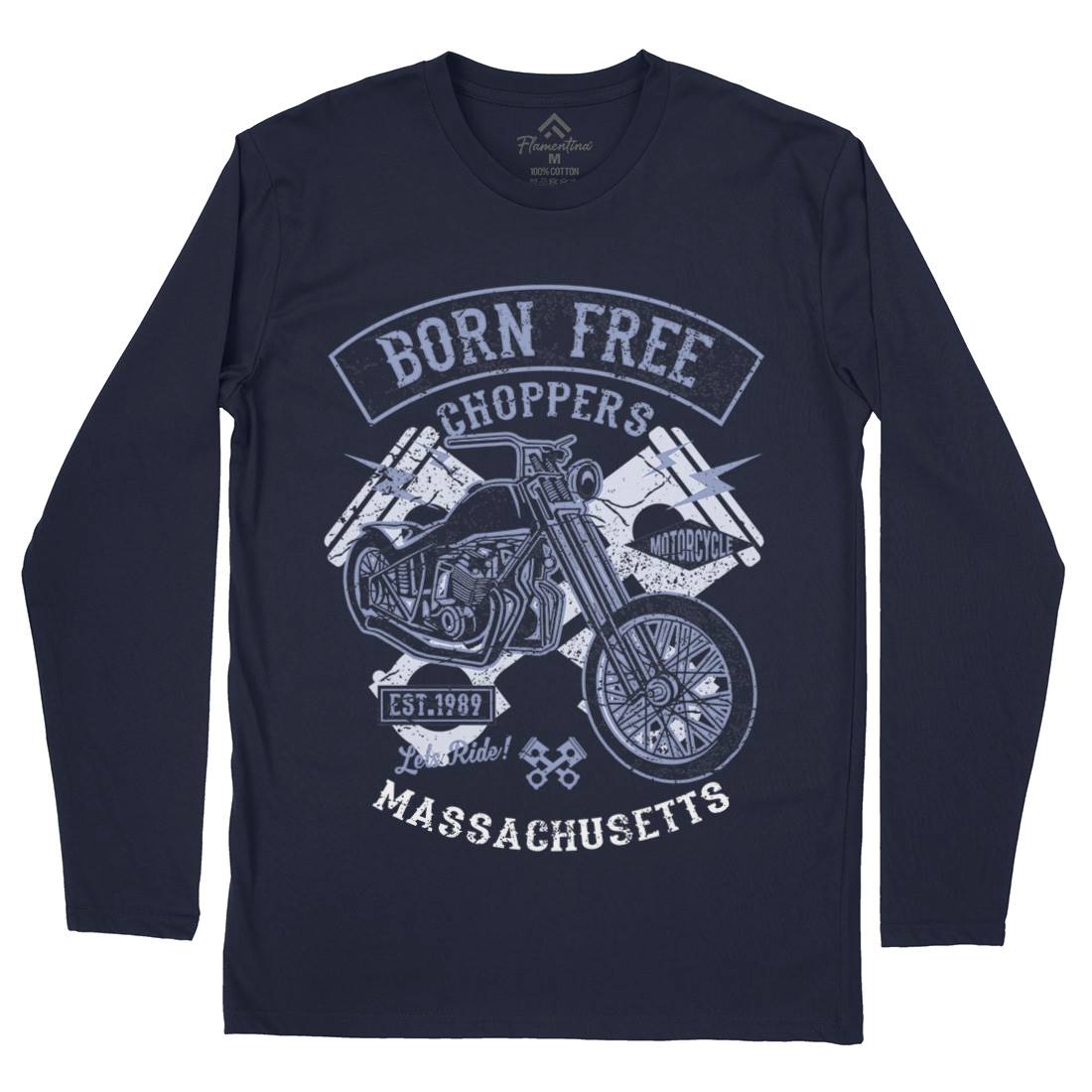 Born Free Choppers Mens Long Sleeve T-Shirt Motorcycles A018