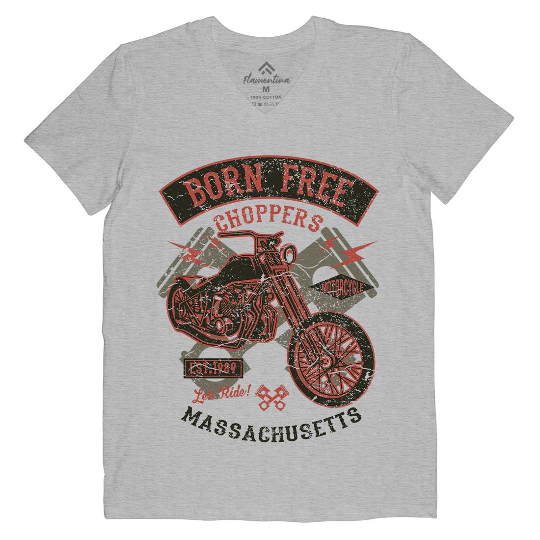 Born Free Choppers Mens V-Neck T-Shirt Motorcycles A018