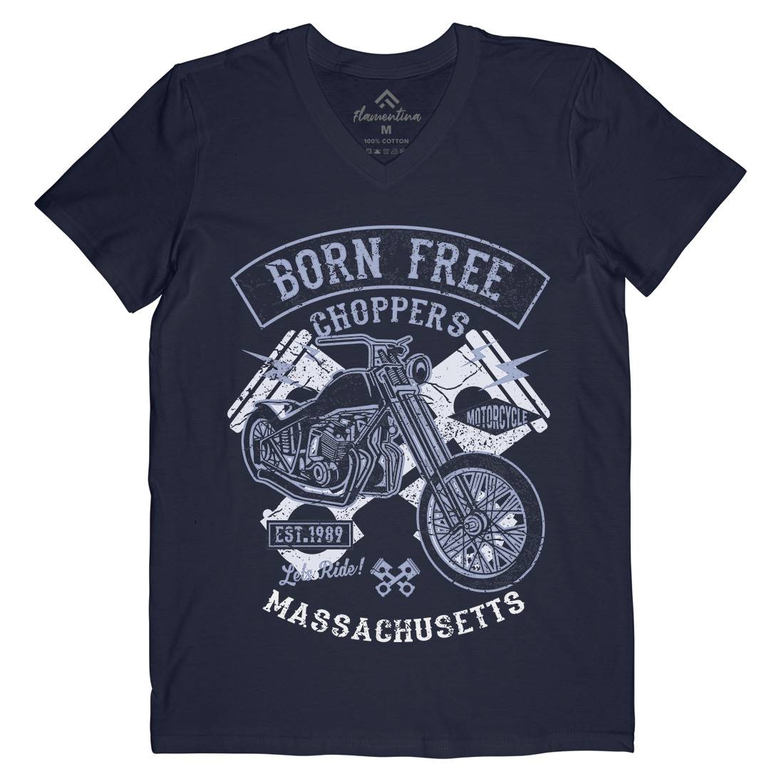 Born Free Choppers Mens V-Neck T-Shirt Motorcycles A018