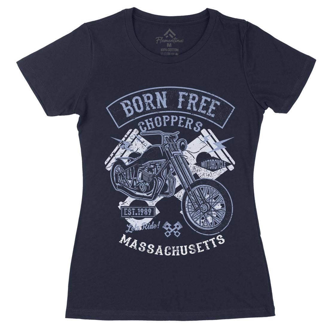 Born Free Choppers Womens Organic Crew Neck T-Shirt Motorcycles A018