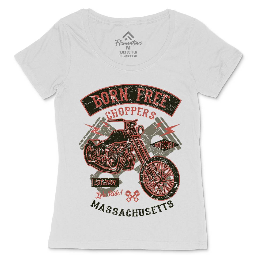 Born Free Choppers Womens Scoop Neck T-Shirt Motorcycles A018