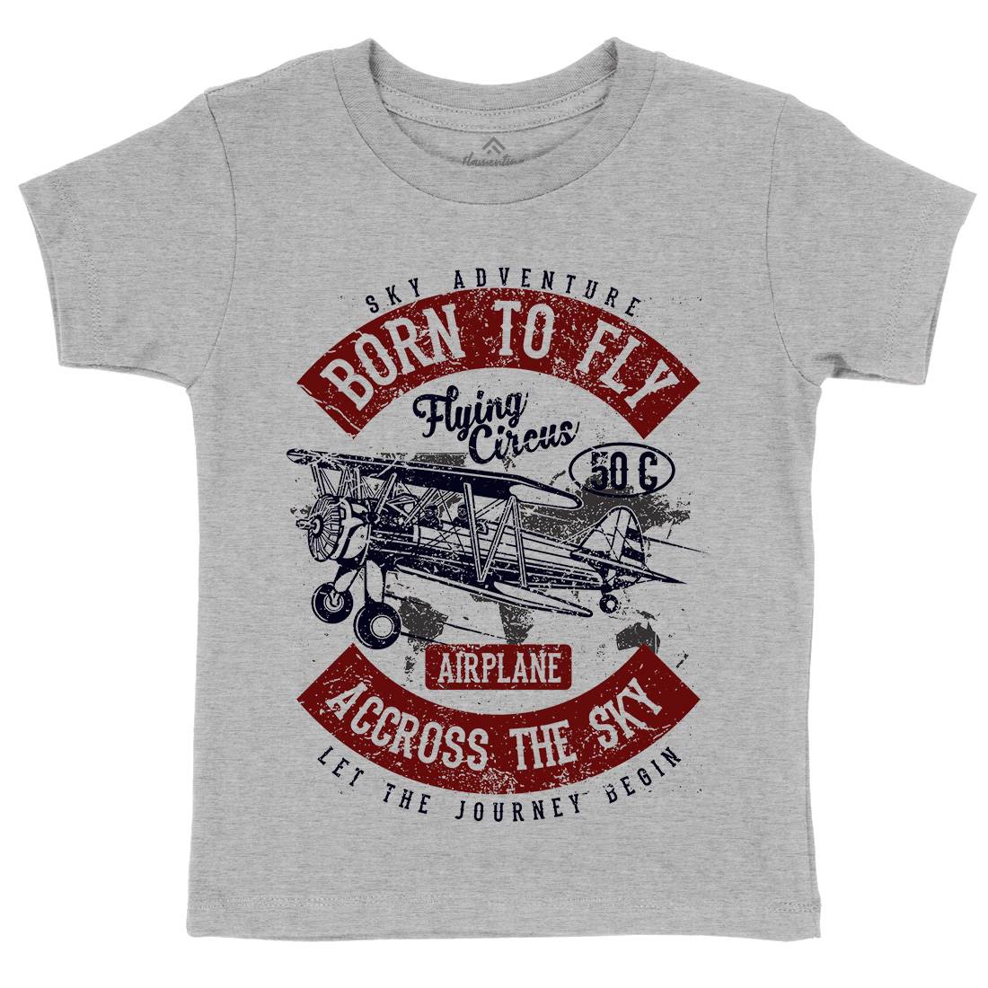 Born To Fly Kids Crew Neck T-Shirt Vehicles A019