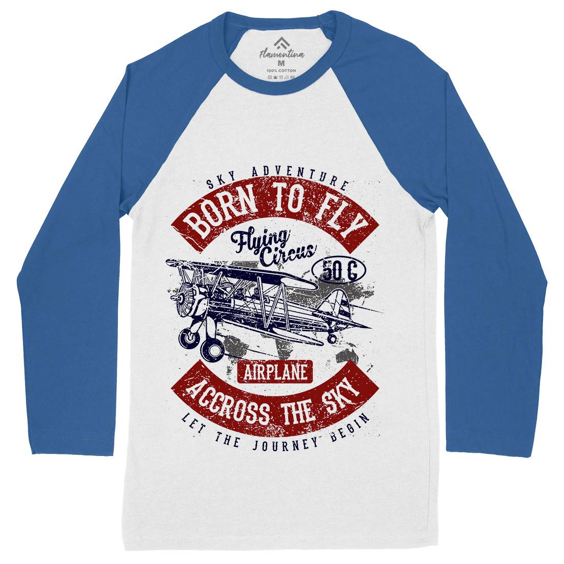 Born To Fly Mens Long Sleeve Baseball T-Shirt Vehicles A019