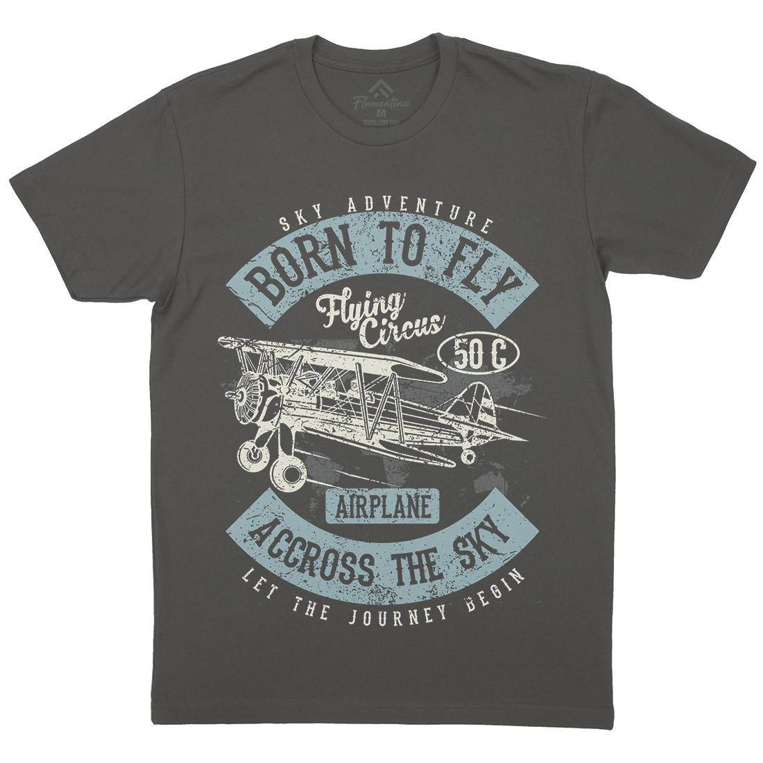 Born To Fly Mens Organic Crew Neck T-Shirt Vehicles A019