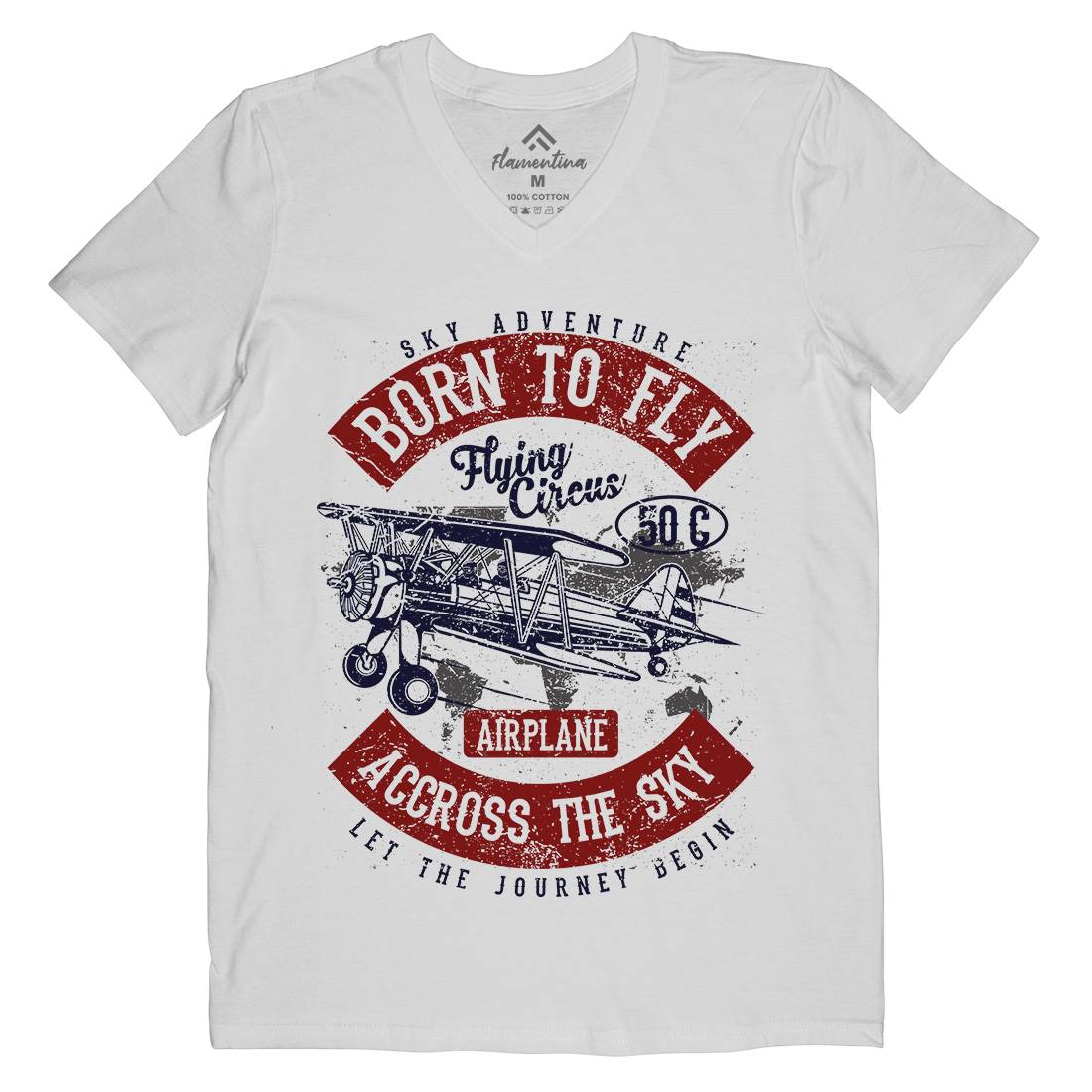 Born To Fly Mens V-Neck T-Shirt Vehicles A019