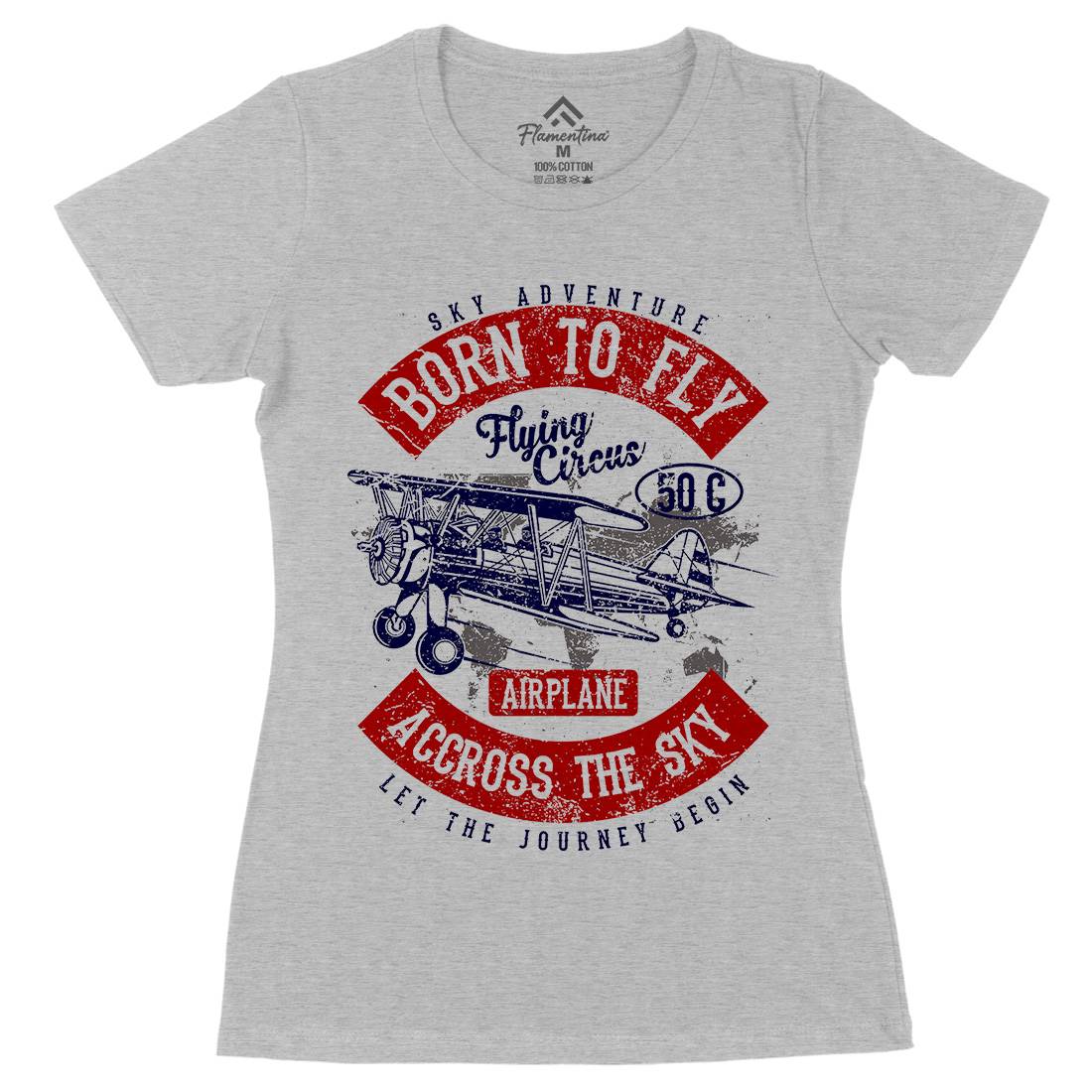 Born To Fly Womens Organic Crew Neck T-Shirt Vehicles A019