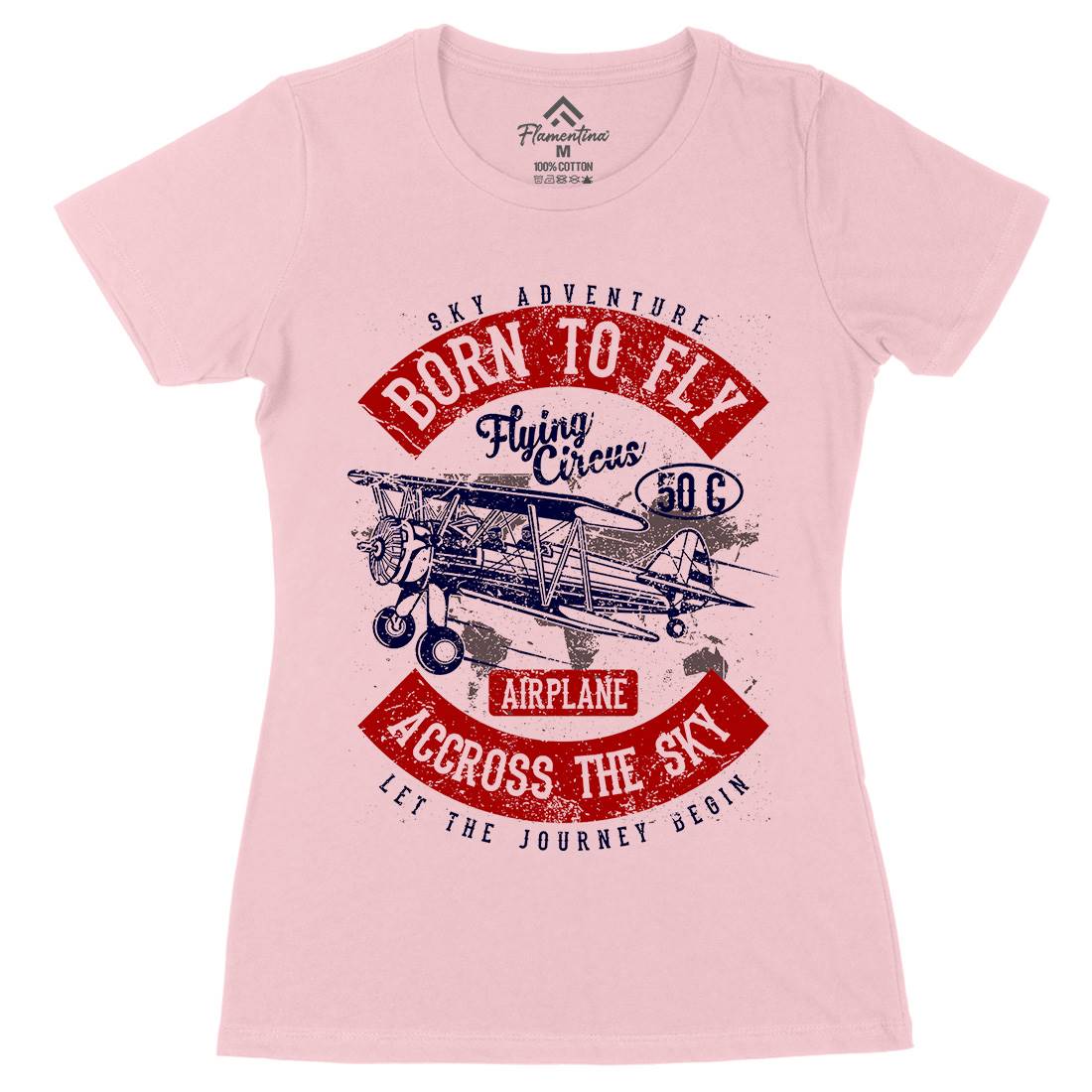 Born To Fly Womens Organic Crew Neck T-Shirt Vehicles A019