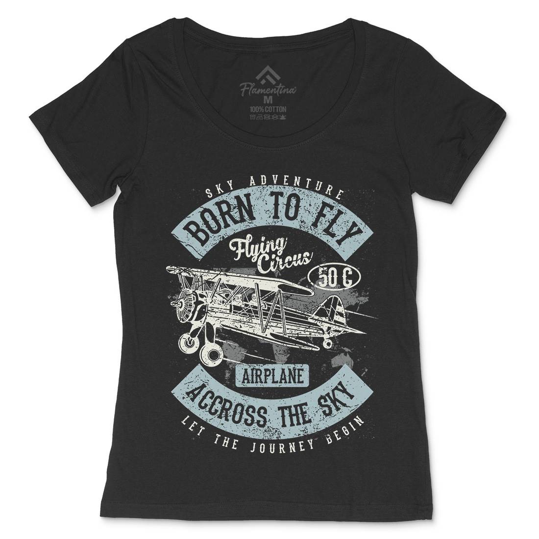 Born To Fly Womens Scoop Neck T-Shirt Vehicles A019