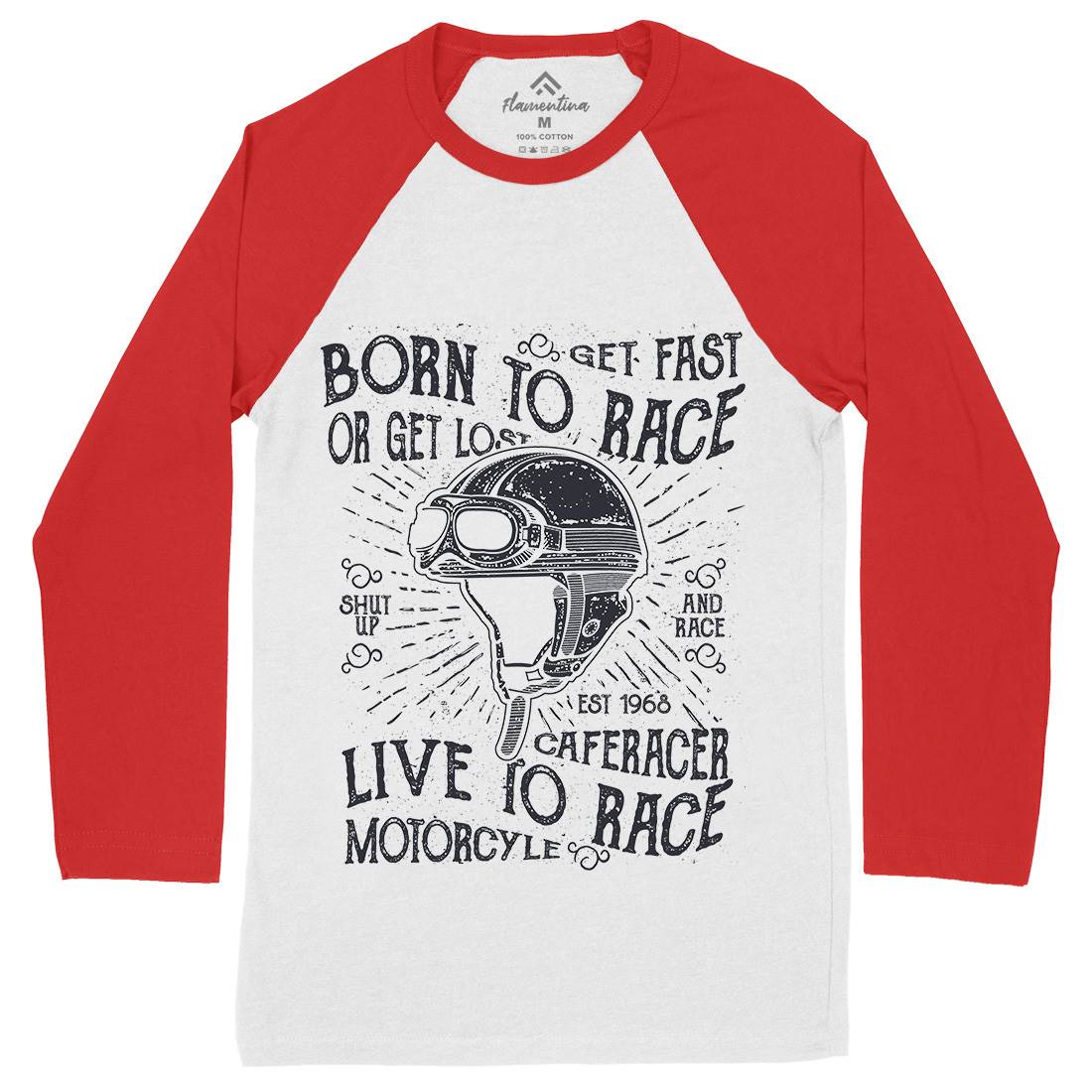 Born To Race Mens Long Sleeve Baseball T-Shirt Motorcycles A020