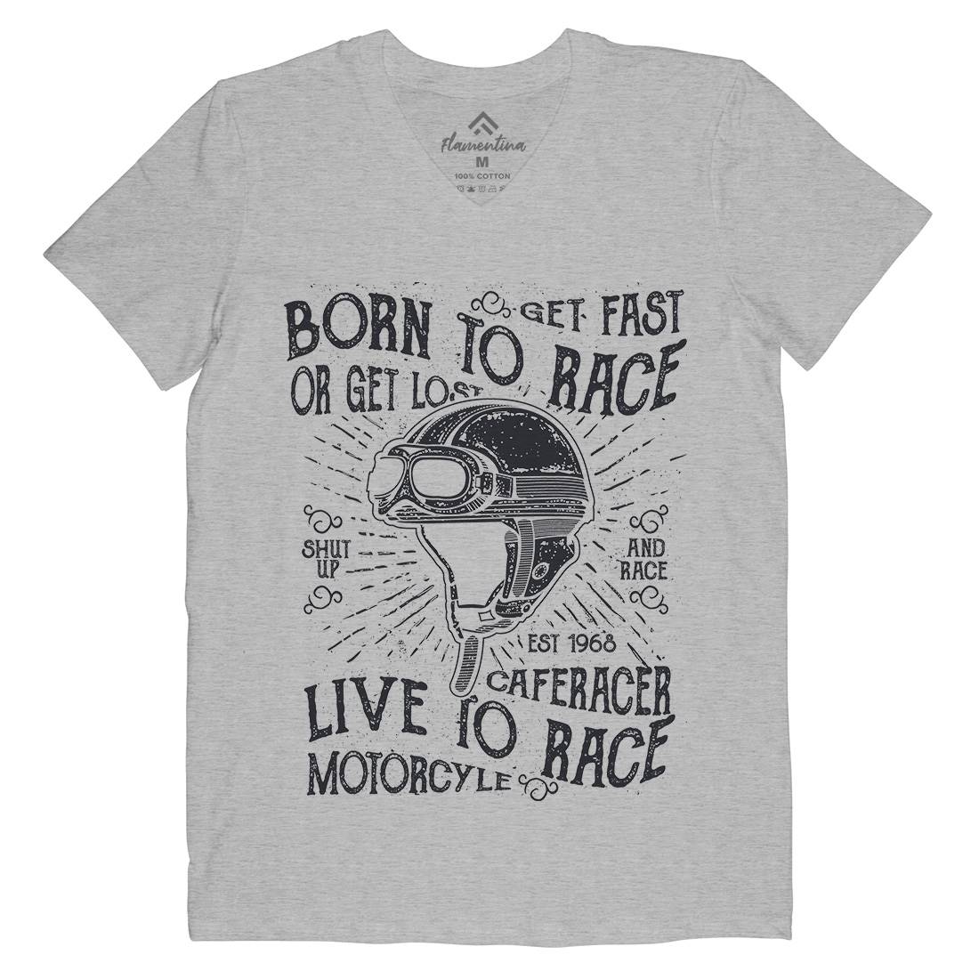 Born To Race Mens Organic V-Neck T-Shirt Motorcycles A020