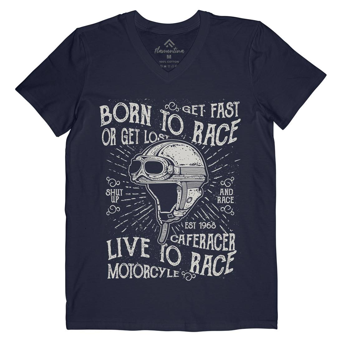 Born To Race Mens V-Neck T-Shirt Motorcycles A020