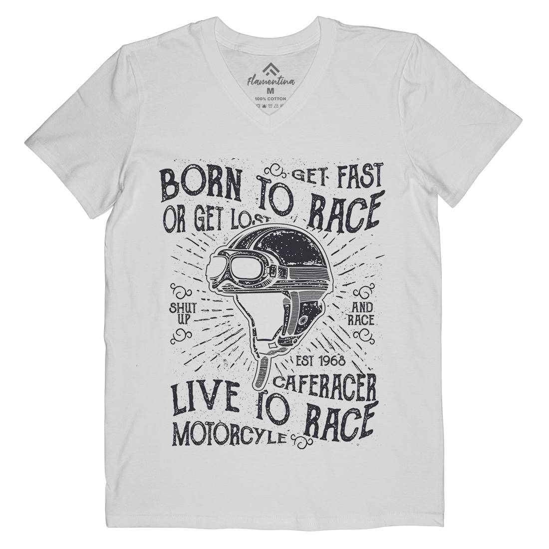 Born To Race Mens Organic V-Neck T-Shirt Motorcycles A020